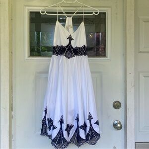 Jonathan Simkhai White With Navy Blue Accent Designer Dress